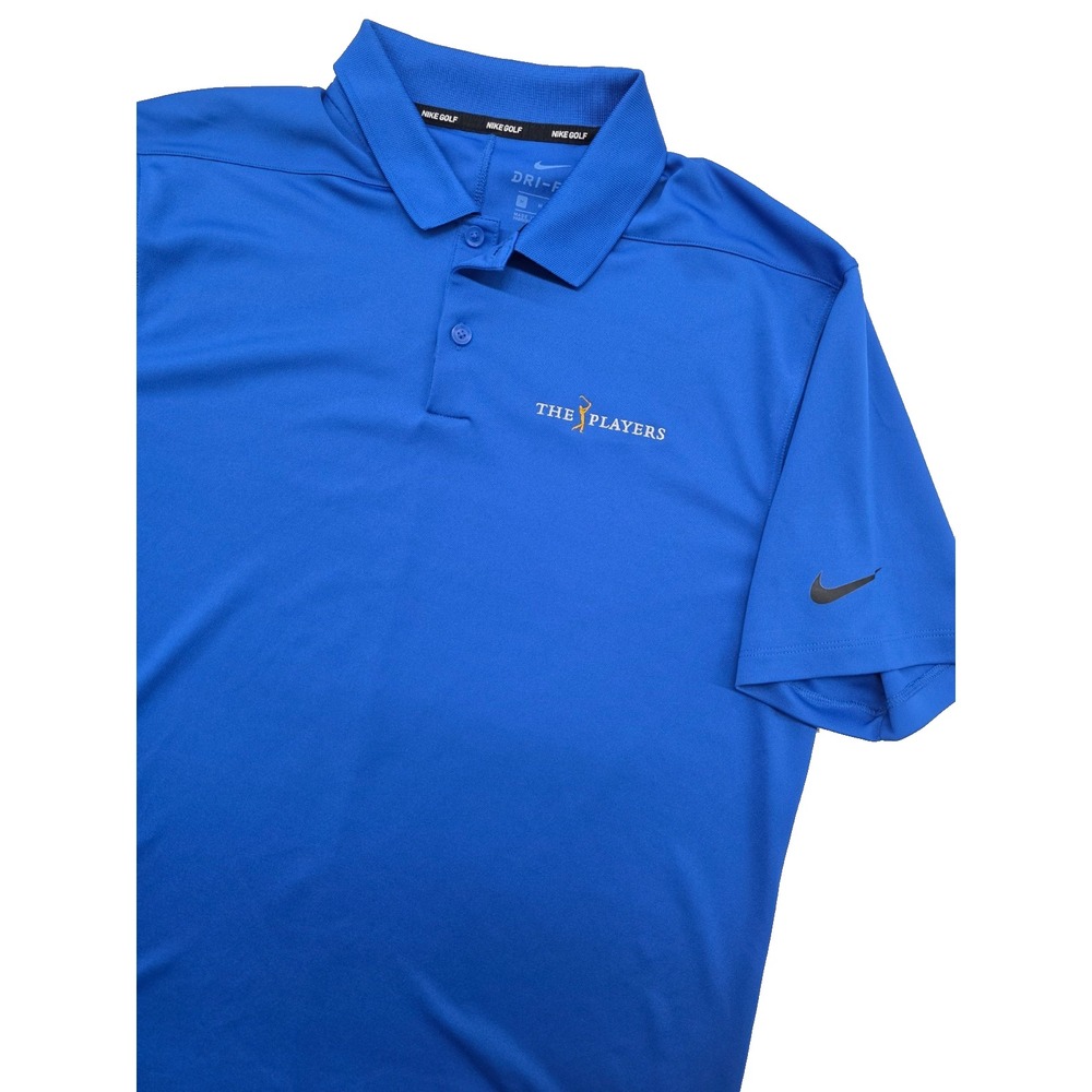 Nike Golf The Players TPC Dri-Fit Polo Shirt Men's Medium Blue Dri Fit Wicking